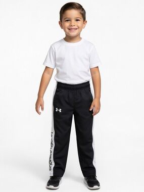 Under Armour Boys Black Joggers with White Side Panels